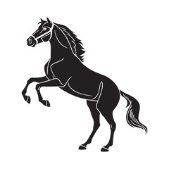 Fototapeta premium Black horse silhouette vector illustration running on white background