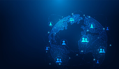Social network communication connections global technology background. Big data analytics world. vector illustration fantastic technology.