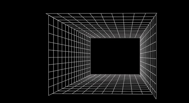 Wireframe Tunnel - A Geometric Exploration of Perspective and Depth.