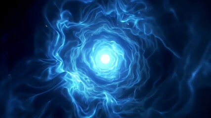 Abstract Blue Swirling Energy Tunnel on Black Background Glowing Vortex, Technology and Futuristic Concept, Adobe Stock