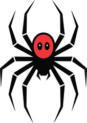 Halloween spider with red face and black body, scary cartoon insect, spooky illustration, creepy bug design, horror decoration, festive arachnid