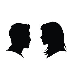 Man and Woman Face Silhouette Vector – Male and Female Profile Illustration in Black