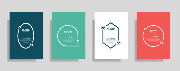 Stylish quote frame templates in vibrant teal, blue, red, and white perfect for presentations, social media, and inspirational messages © Hi_depari