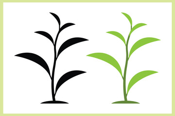 Minimalist tree leaf vector icon.Green branch new design. Natural plant emblem. and vector illustration. 