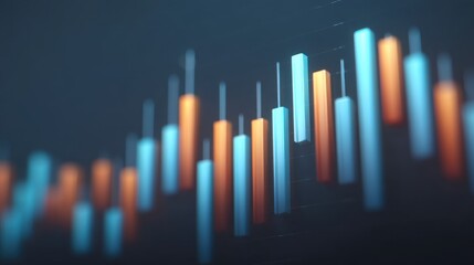 Abstract financial chart displaying colorful candlestick patterns representing market trends and price movements in a modern digital style