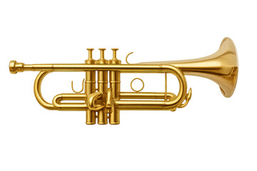 Naklejka premium Golden brass trumpet musical instrument on transparent background
