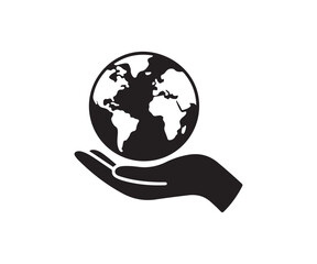 Hand holding a globe symbolizing global care and protection