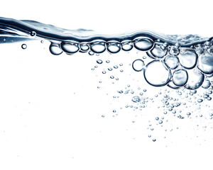Water surface with rising air bubbles isolated on a transparent background liquid .PNG