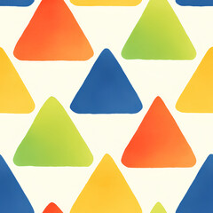 Gradient triangles pattern, orange, yellow, green, blue geometric shapes rounded corners, kids learning materials, nursery decor, wallpaper, textile, fabric, educational posters, backdrop