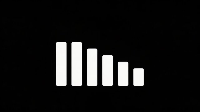 Abstract white graph on black background representing growth and decrease in data trends and statistics analysis