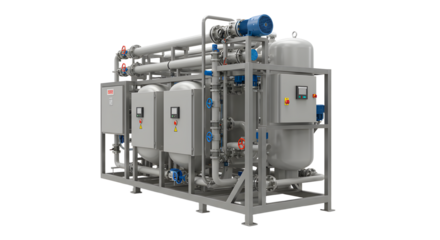 Industrial Water Treatment Equipment Large Metal Filtration System with Piping and Control Panels
