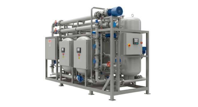 Industrial Water Treatment Equipment Large Metal Filtration System with Piping and Control Panels