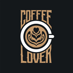 Coffee lover latte art illustration t-shirt template