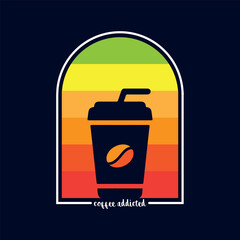 Coffee addicted retro style t-shirt template