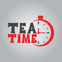 Tea time t-shirt with clock element and text