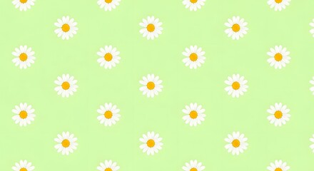 Seamless Daisy Flower Pattern on Light Green Background A cheerful and repeating floral design perfect for spring and summer