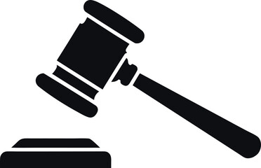 Business gavel silhouette vector, Auction hammer icon, Finance gavel illustration design