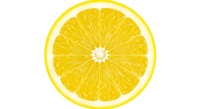 Vibrant lemon slice isolated on transparent background, showcasing its juicy pulp and refreshing citrus aroma for a healthy and flavorful lifestyle