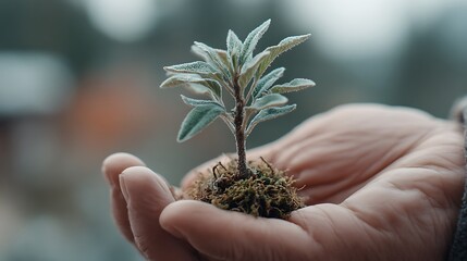 Nurturing new life for World Environment Day, represented by a small plant growing in a nurturing hand, emphasizing the importance of care for the planet.