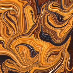 Bold abstract swirl in orange, brown, and golden tones with flowing shapes and hypnotic textures. Great for digital design, art, and decor.