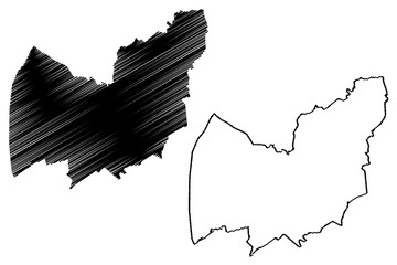 Manzini Region (Swaziland, Kingdom of Eswatini) map vector illustration, scribble sketch Manzini map