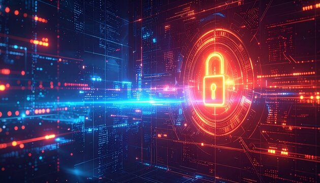 Digital firewall interface showing blocked unauthorized network access