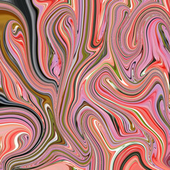 Vibrant abstract marble swirl in red, pink, and black tones. Modern fluid texture perfect for backgrounds, fashion prints, and digital art projects.