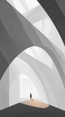 Abstract Modern Architecture with Large Curved Structures and Minimalist Design