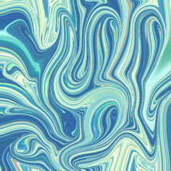 Abstract fluid waves in blue and mint tones forming a marble-like flowing pattern. Great for digital backgrounds, creative art, and stylish prints.