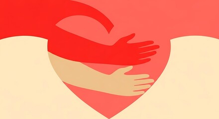 Two pairs of arms embracing a heart shape, representing love, care, and affection world kindness day background