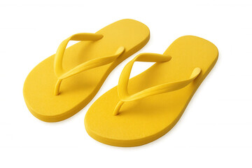 Yellow flip-flops, isolated on transparent background, symbolizing summer, beach, travel, and relaxation