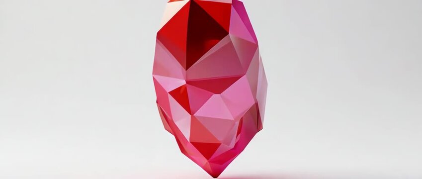 Rotating Low Poly Heart - Modern 3D Animation Loop. This contemporary design is perfect for tech-related Valentine's promotions, presentations, and minimalist branding.