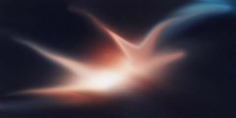Abstract glowing light formation resembling a bird in flight luminous ethereal