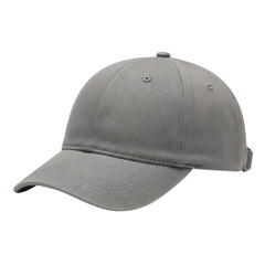 Fototapeta premium Plain grey baseball cap with adjustable strap isolated on a transparent background headwear