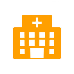 Fototapeta premium Hospital building icon with medical cross / 十字マーク付き病院建物のピクトグラム 
