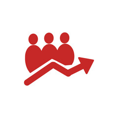 Team growth with upward arrow icon / チームの成長と右上がり矢印のアイコン	