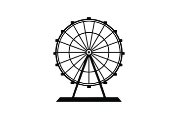 Simple black and white illustration of a ferris wheel design silhouette