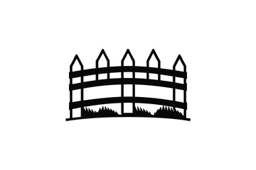 Black and white illustration of a decorative fence minimalist silhouette
