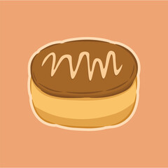 Illustration of a cake with chocolate and vanilla cream on top illustration of sweet food kawaii