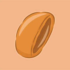 Illustration of a pan cake with chocolate filling japanese style dorayaki bread in cartoon style