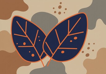 Earthy Tones Abstract Leaves Vector Illustration