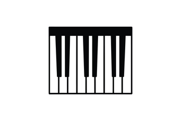 A stark black and white depiction of piano keys simple silhouette