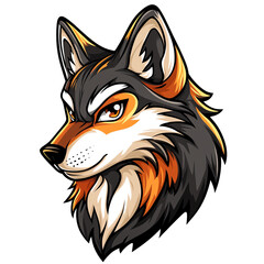 Fototapeta premium Fierce Orange & Gray Wolf Head Esports Mascot Logo