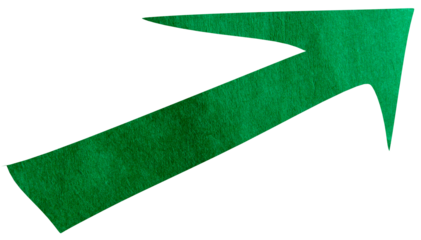 Green paper arrow sign on transparent background PNG