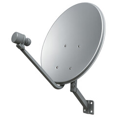 Silver Satellite Dish with Mounting Bracket for Outdoor Television Reception Setup