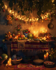 Cozy festive atmosphere: A still life capturing the warmth of home celebrations