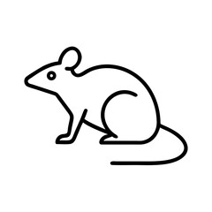 Fototapeta premium Outline of a mouse sitting in a side view on a white background 