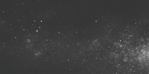 Falling rain and snowflakes drift through the night sky like a cosmic snowfall, a dark, abstract universe of light and stars