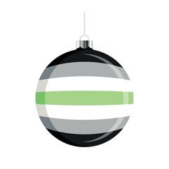 Agender Christmas ball icon vector isolated on a white background. LGBTQ+ decorative Christmas tree ornament. Christmas hanging bauble with a Agender pride flag symbol. LGBTQ holiday season icon