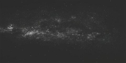 Obraz premium An abstract, dark explosion of bright light and dust particles moving in slow motion through a black and white galaxy
